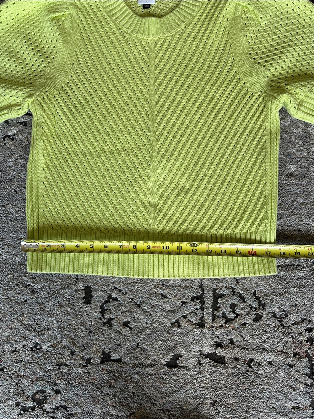 CAbi Short-Sleeve Crewneck Sweater in Neon Lime - Picture 6 of 6